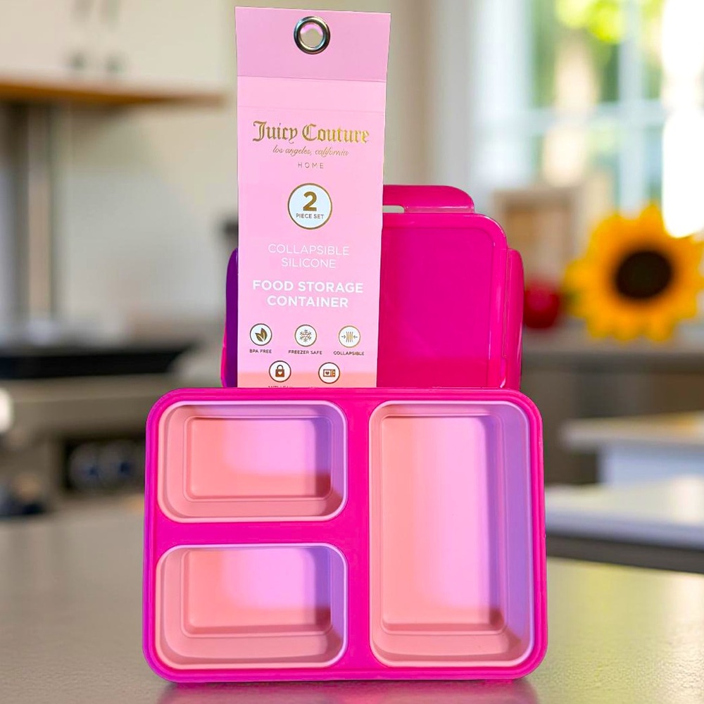 Juicy Couture Los Angeles NWT Pink Silicone Collapsible Food Storage Set - Picture 8 of 8